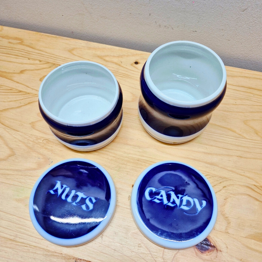 Vintage 1970s Porsgrund Norway Porcelain 'Nuts' & 'Candy' Covered Dish Set - Picture 7 of 14